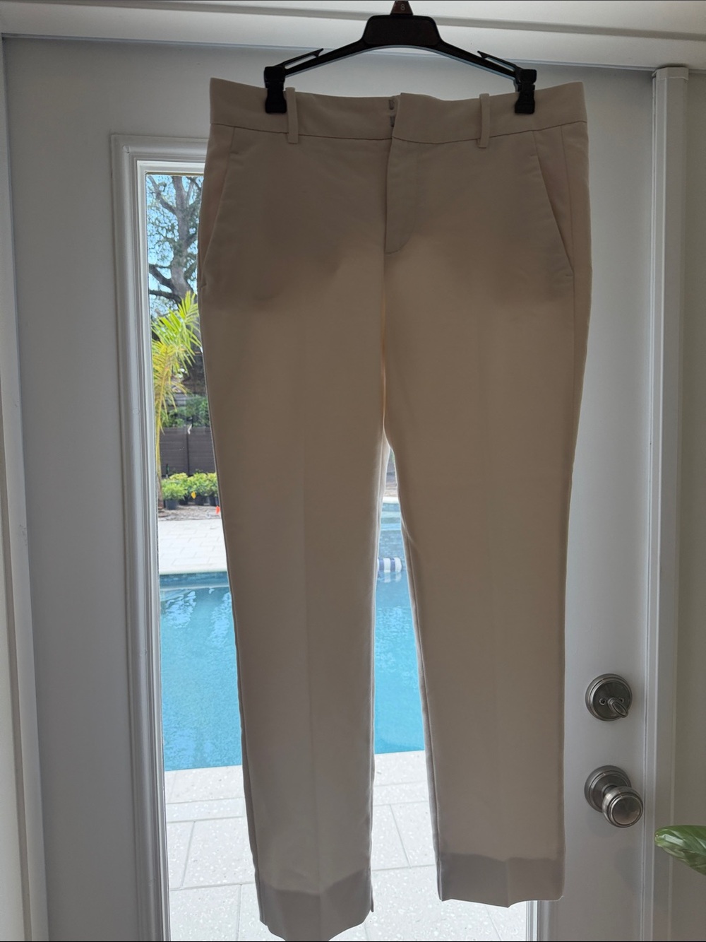 Zara Light Cream Straight-Leg Trousers
